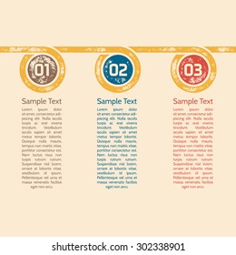 One Two Three - Vector progress infographic template - Three retro grunge ribbons with numbers in circle
