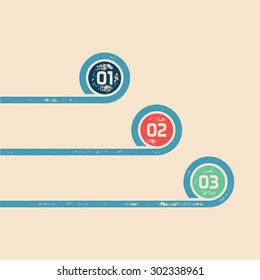 One Two Three - Vector progress infographic template - Three retro grunge ribbons with numbers in circle