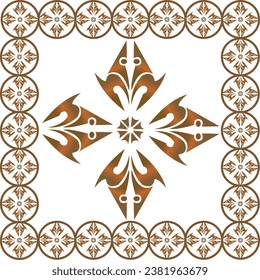 Uno de los motivos típicos del batik de las tribus étnicas con el inicio y el círculo