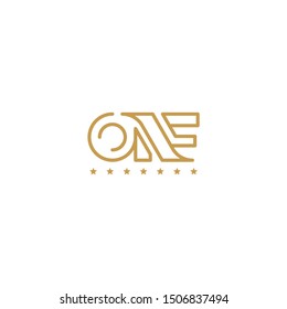 One Typography Logo with line shape icon logo design, simple logo template design.