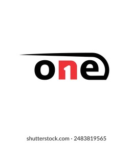 Ein Typografie-Logo mit Nummer eins und Geschwindigkeitssymbol