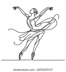 One unbroken line dances across the page, capturing the essence of ballet's beauty.