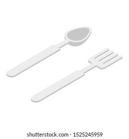 One use fork spoon icon. Isometric of one use fork spoon vector icon for web design isolated on white background