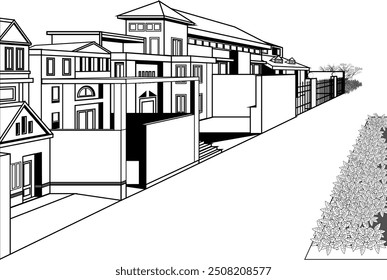 One Vanishing Point of Real Estate Vector Background