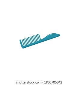 One vector blue hair comb isolated on a white background. Personal hygiene items