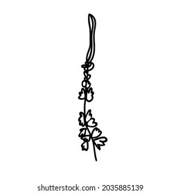 One Vector Botanical Illustration Branch Plant with black line on white background.Floral,Summer hand drawn doodle style picture.Designs for packaging,social media,web,cards, posters,invitations.