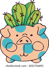 One vector bright sticker, sticker. For registration of notebooks, postcards, diary, diary, planner. Flat image with animal and plant.