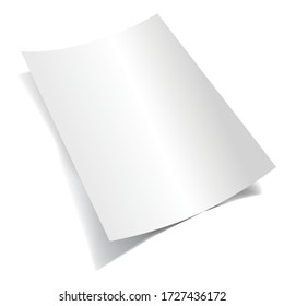 one vector curved white sheet of paper with shadow
