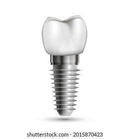 One vector dental implant on white background