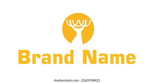 One vector design of the deer concept logo with a unique, simple, cool and elegant orange color is very suitable for use for your business logo or company logo 