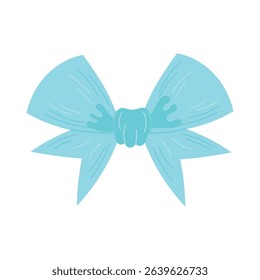 One vector element is a blue bow.Various hand-painted gift decorations on a white background. The silhouette of a satin gift bow
