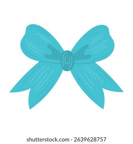 One vector element is a blue bow.Various hand-painted gift decorations on a white background. The silhouette of a satin gift bow