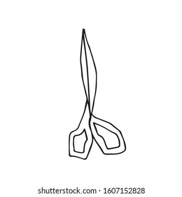 One vector garden scissors hand drawn clip art. Black gardening illustration line art on a white isolated background. Design for wrapping paper, stickers, cards, packages and coloring.