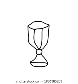 One vector glass for halloween. Simple illustration of black line elements hand drawn in doodle style on white isolated background.Design for greeting cards, web, social media,packages,decorations.