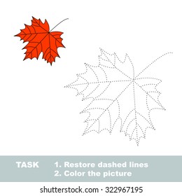 One vector maple to be traced. Restore dashed line and color the picture.