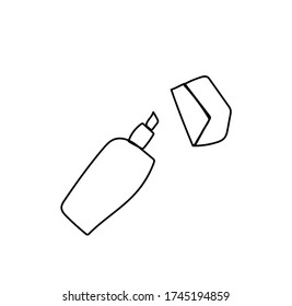 One vector marker hand drawn black line.A thing and an accessory for studying on a white background.A simple illustration of the doodle style office.Design for posters,social networks,web,card.