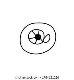 One vector scary eye halloween.Simple illustration of black line elements hand drawn in doodle style on white isolated background.Design for greeting cards,web,social media,packages,decorations.