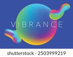 One Vibrant bubble between two Abstract shapes on the blue Background. Dynamic and eye-catching visuals to enhance work.