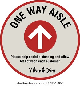 One Way Aisle Floor Sign