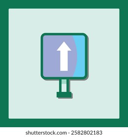 One Way Up Arrow Sign Icon, Navigation Guidance Graphic