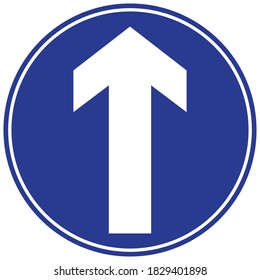 One way arrow sign on blue circle background
