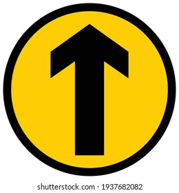 One way black arrow on yellow traffic sign. symbol vector illustration