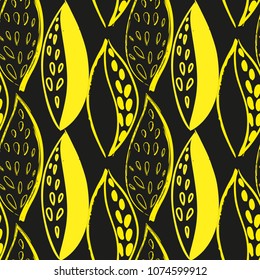 one way direction yellow foliage doodle scandinavian pattern