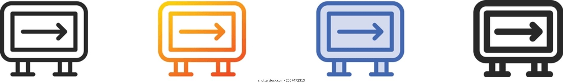 one way icon.Thin Linear, Gradient, Blue Stroke and bold Style Design Isolated On White Background