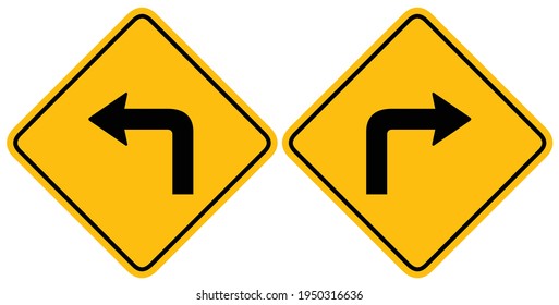 One way left - right side with black arrow on yellow traffic sign. symbol vector illustration