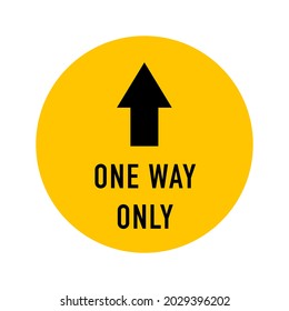 One Way Only Round Floor Marking Sticker Icon on white. Vector