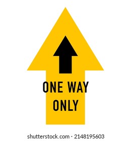 One Way Only Round Floor Marking Sticker Icon On White. Vector