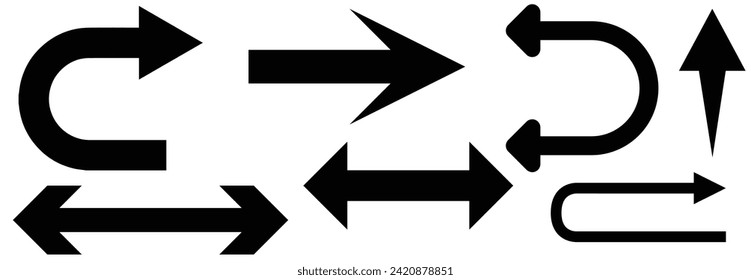 Nur einen Weg oder nur diesen Weg vorwärts und U biegen schwarz-weiß Schild runde Fußbodenmarkierung Adhesive Sticker Symbol mit Richtung Pfeil gesetzt.