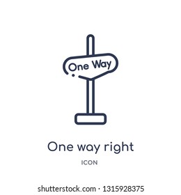 one way right arrow icon from signs outline collection. Thin line one way right arrow icon isolated on white background.
