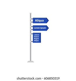 One way road direction blue sign vector illustration