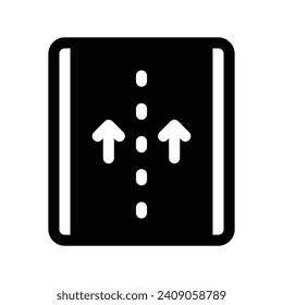 One Way Road Glyph Icon - Single Icon, Vector