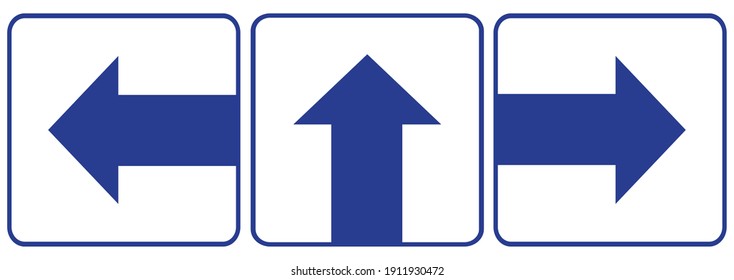 One way sign with blue arrow on white background. vector illustration.