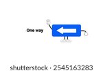 
One way sign graphic vector illustration with cartoon characters. Graphic design is suitable for children