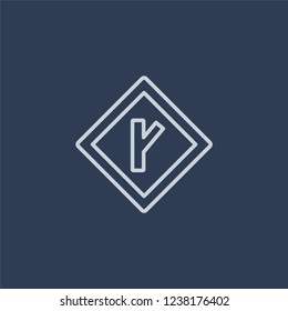 One way sign icon. Trendy flat vector line One way sign icon on dark blue background from traffic sign collection. 