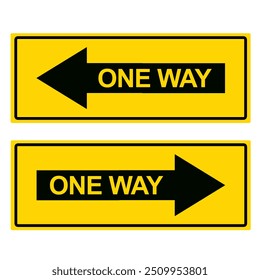 One way sign. Left and right arrow on yellow background. Warning or caution sign.