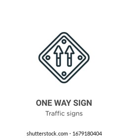 One way sign outline vector icon. Thin line black one way sign icon, flat vector simple element illustration from editable traffic signs concept isolated stroke on white background