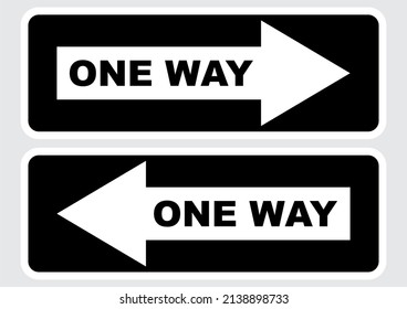 One Way Sign, set ,vector illustration