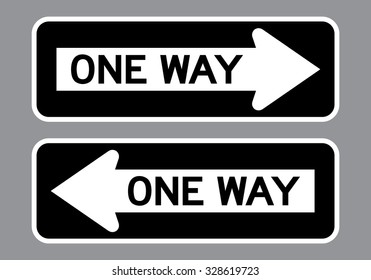 One Way Sign Set . Vector illustration