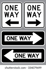 One Way Sign set . Vector illustration