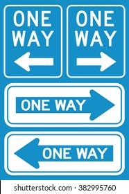 One Way Sign set . Vector illustration