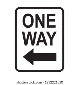 One Way Sign, Traffic Sign Vector Icon, Modern Concept, Simple Design, Highway Attention Symbol