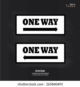 One Way Sign.road way sign vector on chalkboard.vector illustration 