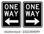One Way Signs. Left And Right One Way Traffic Signs. Vector and Illustrations.