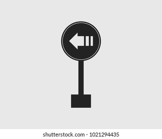 One way street in left   rounded sign of Road  icon on gray Background.