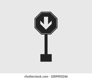 One way street sign icon on gray Background.