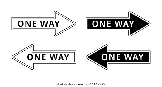 One Way Street Sign with Right and left Arrow, Grunge one way road sign vector illustration and white background